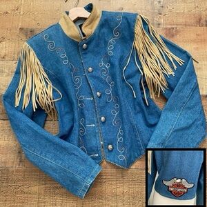 FRONTIER Denim Fringe Jacket, Harley Davidson Edition Western Motorcycle